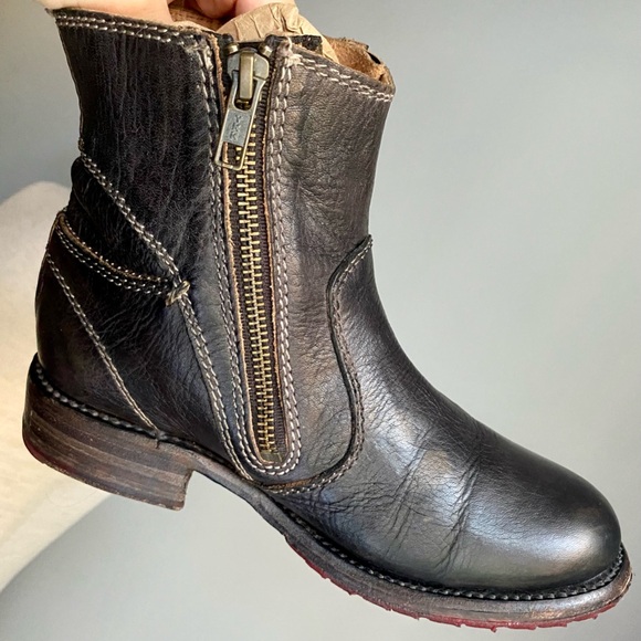CCO🎉⬇️SHIP Bed Stu Eiffel WomenS 6 Bed Stu Eiffel Black Leather Zip Heeled Boots - Picture 6 of 14
